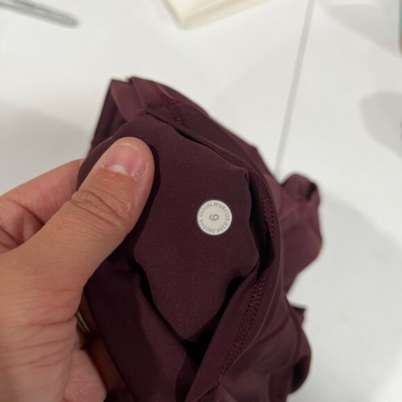 Lululemon Women Fast Free HR Crop 19” LW6BCUS Maroon Size 6 Gym Workout - Picture 5 of 8